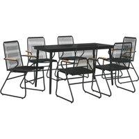 Berkfield Home Beautiful 7 Piece Garden Dining Set Black PVC Rattan