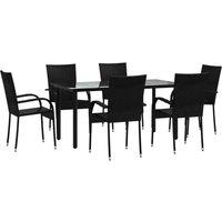 Berkfield Home Beautiful 7 Piece Garden Dining Set Black Poly Rattan