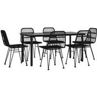 Berkfield Home Beautiful 7 Piece Garden Dining Set Black Poly Rattan