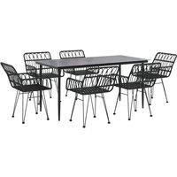 Berkfield Home Beautiful 7 Piece Garden Dining Set Black Poly Rattan