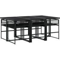 Berkfield Home Beautiful 7 Piece Garden Dining Set Black Poly Rattan