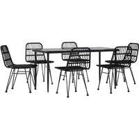 Berkfield Home Beautiful 7 Piece Garden Dining Set Black Poly Rattan