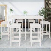 Berkfield Home Beautiful 7 Piece Garden Bar Set White Solid Wood Pine