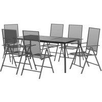 Berkfield Home Beautiful 7 Piece Garden Dining Set Anthracite Steel in Dark Grey