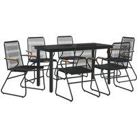Berkfield Home Beautiful 7 Piece Garden Dining Set Black PVC Rattan