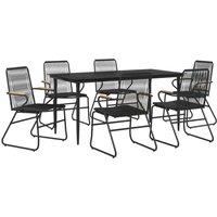 Berkfield Home Beautiful 7 Piece Garden Dining Set Black PVC Rattan