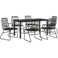 Berkfield Home Beautiful 7 Piece Garden Dining Set Black PVC Rattan