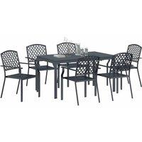 Berkfield Home Modern 7 Piece Garden Dining Set Anthracite Steel in Charcoal