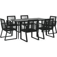 Berkfield Home Decorative 7 Piece Garden Dining Set Black PVC Rattan
