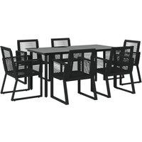 Berkfield Home Decorative 7 Piece Garden Dining Set Black PVC Rattan