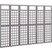 Berkfield Home Durable 6-Panel Room Divider/Trellis Solid Fir Wood Grey 242.5x180 cm