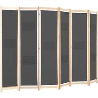 Berkfield Home Stylish 6-Panel Room Divider Grey 240x170x4 cm Fabric | Size: 240 x 170 x 4 cm