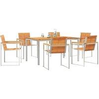 Berkfield Home Modern 7 Piece Garden Dining Set Solid Wood Acacia in Brown