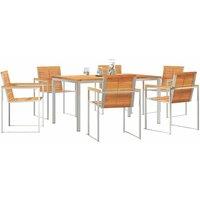Berkfield Home Elegant 7 Piece Garden Dining Set Solid Wood Acacia in Brown