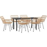 Berkfield Home Beautiful 7 Piece Garden Dining Set Poly Rattan in Brown