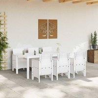 Berkfield Home Modern 7 Piece Garden Dining Set White Poly Rattan