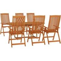 Berkfield Home Beautiful 7 Piece Garden Dining Set Solid Wood Eucalyptus in Brown