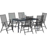 Berkfield Home Modern 7 Piece Garden Dining Set in Anthracite Steel in Dark Grey