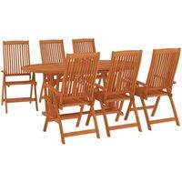 Berkfield Home Beautiful 7 Piece Garden Dining Set Solid Wood Eucalyptus in Brown