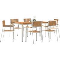 Berkfield Home Elegant 7 Piece Garden Dining Set Solid Wood Teak in Brown