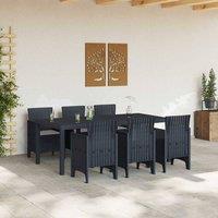 Berkfield Home Modern 7 Piece Garden Dining Set with Cushions Anthracite Poly Rattan