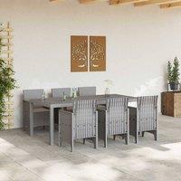 Berkfield Home Modern 7 Piece Garden Dining Set with Cushions Light Grey Poly Rattan