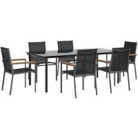 Berkfield Home Beautiful 7 Piece Garden Dining Set Black Textilene & Steel