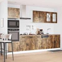 Berkfield Home Elegant 7 Piece Kitchen Cabinet Set Kalmar Smoked Oak Engineered Wood in Brown