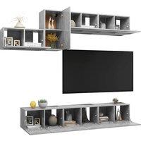 Berkfield Home Modern 7 Piece TV Cabinet Set Concrete Grey Engineered Wood
