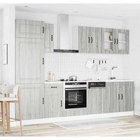 Berkfield Home Elegant 8 Piece Kitchen Cabinet Set Kalmar Grey Sonoma Engineered Wood