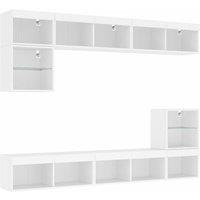 Berkfield Home Modern 8 Piece TV Wall Units with LED White Engineered Wood