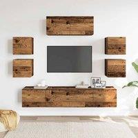 Berkfield Home Classic 7 Piece TV Cabinet Set Wall-mounted Old Wood Engineered Wood in Brown