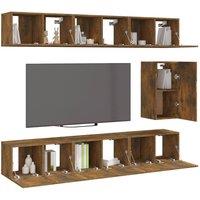 Berkfield Home Classic 7 Piece TV Cabinet Set Smoked Oak Engineered Wood in Brown