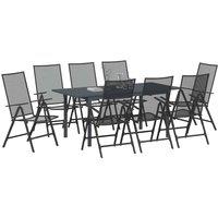 Berkfield Home Modern 9 Piece Garden Dining Set Anthracite Steel in Dark Grey