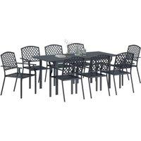 Berkfield Home Modern 9 Piece Garden Dining Set Anthracite Steel in Dark Grey