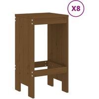 Berkfield Home Beautiful 9 Piece Garden Bar Set Honey Brown Solid Wood Pine
