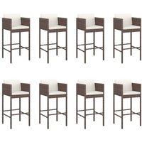 Berkfield Home Beautiful 9 Piece Garden Bar Set with Cushions Brown Poly Rattan