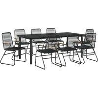 Berkfield Home Beautiful 9 Piece Garden Dining Set Black PVC Rattan