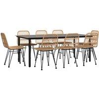 Berkfield Home Beautiful 9 Piece Garden Dining Set Poly Rattan in Brown