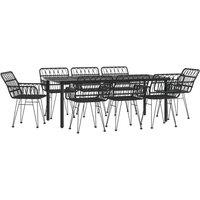 Berkfield Home Beautiful 9 Piece Garden Dining Set Black Poly Rattan