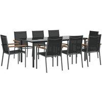 Berkfield Home Beautiful 9 Piece Garden Dining Set Black Textilene & Steel