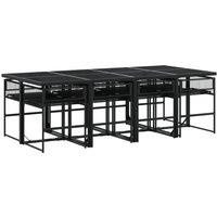 Berkfield Home Beautiful 9 Piece Garden Dining Set Black Poly Rattan