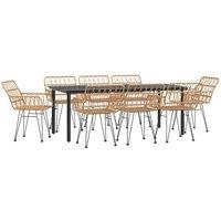 Berkfield Home Beautiful 9 Piece Garden Dining Set Poly Rattan in Brown