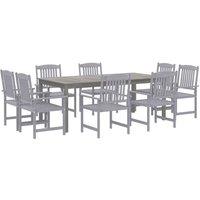 Berkfield Home Beautiful 9 Piece Garden Dining Set Solid Wood Acacia Grey