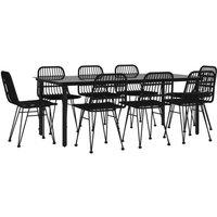 Berkfield Home Beautiful 9 Piece Garden Dining Set Black Poly Rattan