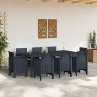 Berkfield Home Durable 9 Piece Garden Dining Set with Cushions Anthracite Poly Rattan