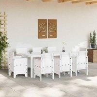 Berkfield Home White 9 Piece Garden Dining Set White Poly Rattan