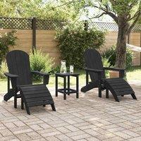 Berkfield Home Modern Adirondack Chairs with Footrests 2 pcs Black HDPE