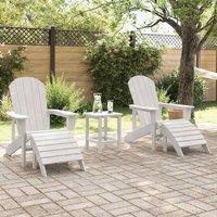 Berkfield Home White Adirondack Chairs with Footrests 2 pcs White HDPE