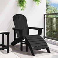 Berkfield Home Traditional Adirondack Chair with Footrest Black HDPE